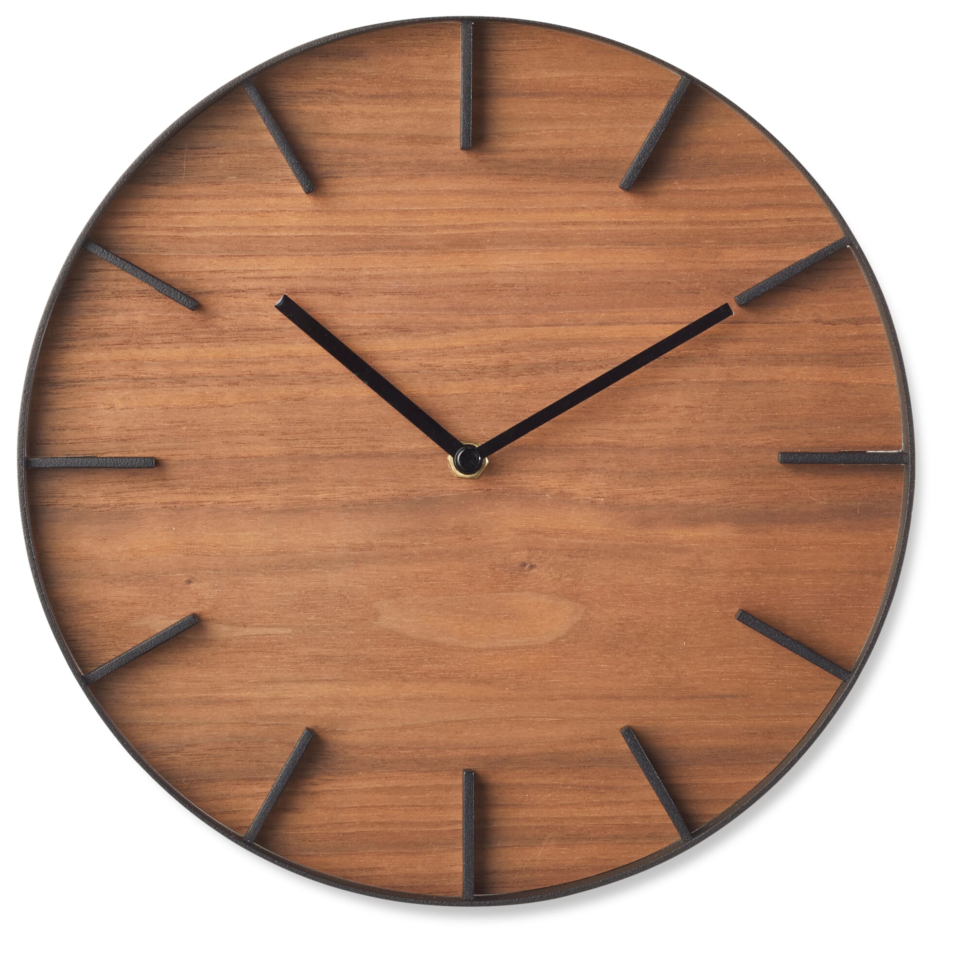 Wall clock Rin, Black / Walnut | Manufactum